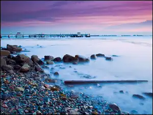 Plaża, Zmierzch, Chmury, Malezja, Niebo, Słońca, Zachód