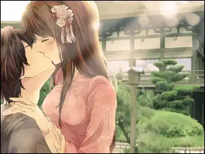 Anime, Pocałunek, Para