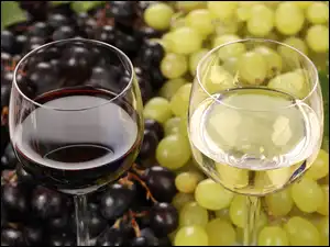 Białe, Winogrona, Kieliszki, Wino, Czerwone