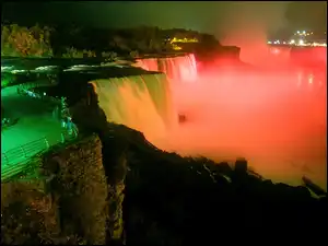 Kanada, Podświetlony, Wodospad, Niagara