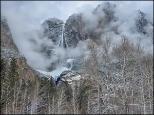Kalifornia, Park Narodowy Yosemite, Drzewa, Mgła, Stany Zjednoczone, Góry