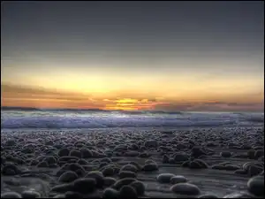 Słońca, Kamienista, Plaża, Zachód