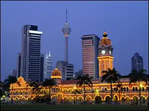 Malezja, Kuala Lumpur, Budynki, Światła