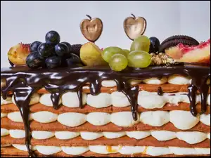 Owoce, Ciasto, Wielowarstwowe, Czekolada