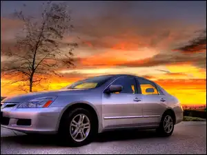 Accord, Honda, Góry, Słońca, Droga, Zachód