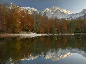 Góry, Jesień, Kolorowe, Odbicie, Jezioro, Drzewa