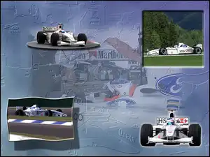 bolid, Formuła 1, kask , spojler, opony, koła