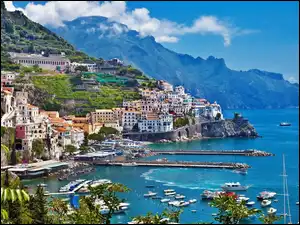 Wybrzeże, Amalfi, Morze, Włochy, Miasto
