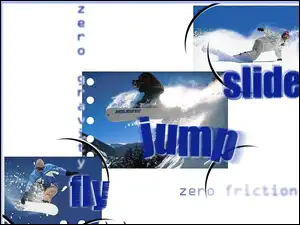śnieg, jump, deska , Snowbording, snowboardzista
