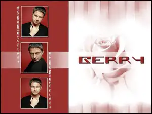 czarna koszulka, Gerard Butler, jasne włosy