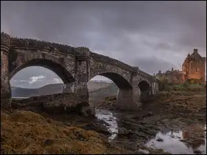 Rzeka, Eilean Donan, Most, Szkocja, Zamek