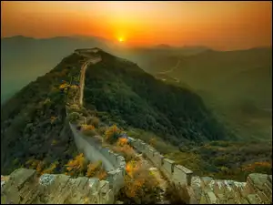 Słońca, Chiny, Zachód, Góra, Mur chiński