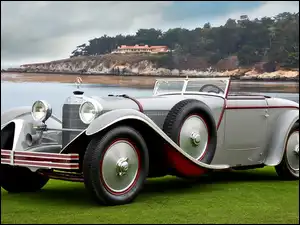 Zabytkowy, Samochód, Benz, Jezioro, Mercedes, 1928