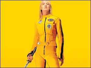 Uma Thurman, żółty, kombinezon