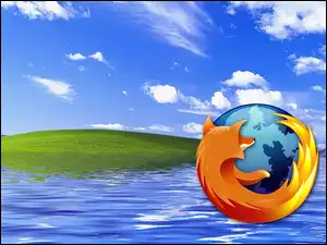woda, chmury, FireFox, łąka, ziemia, lis, niebo