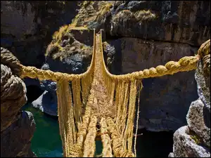 Prowincja Canas, Most linowy, Skały, Peru, Apurimac River, Rzeka, Qeswachaka Rope Bridge