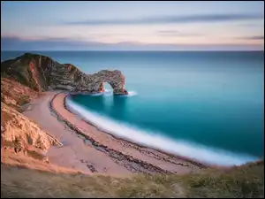 Hrabstwo Dorset, Morze, Durdle Door, Anglia, Skały, Plaża, Wybrzeże