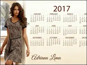 Modelka Adriana Lima przy kalendarzu na 2017 rok