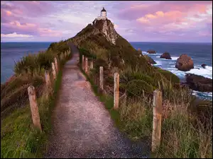 Skały, Latarnia morska, Nowa Zelandia, Morze, Otago, Ścieżka, Nugget Point Lighthouse