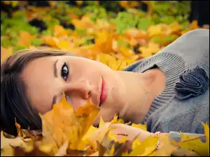 Liście, Dziewczyna, Jesienne