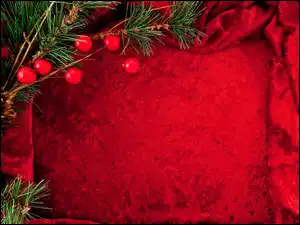 Szyszka, Świerk, Tkanina, Czerwona, Gałązki