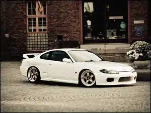 Ulica, Samochód, Biały, Nissan Silvia S15