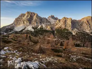 Dolomity, Włochy, Góry, Jesień, Szczyt Lagazuoi