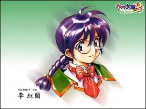 okulary, Sakura Wars, fioletowe włosy