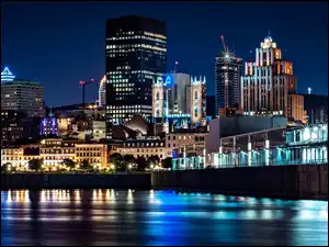 Chmur, Nocą, Drapacze, Domy, Montreal