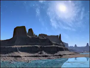 Galaktyka, 3D, Jeziora, Góry, Mgławica