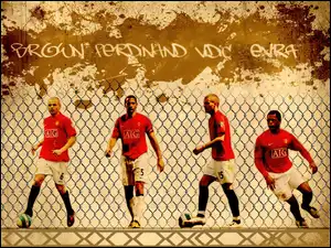 Piłkarze, Manchester United, Ferdinand, Evra, Brown, Vidic