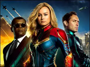 Brie Larson wraz z Jude Law i Samuelem L Jackson