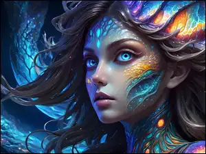 Kolorowa twarz kobiety fantasy