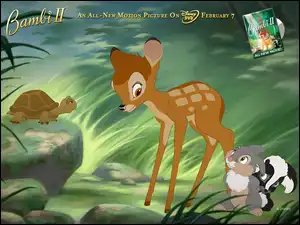 żółw, skunks, Jelonek, Bambi 2, królik