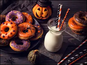 Dynie i donuty na Halloween