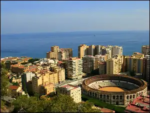 Miasto, Morze, Malaga, Hiszpania, Stadion