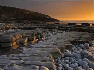Plaża, Wybrzeże, Słońca, Kamienista, Wschód, Skały, Morza