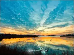 Lasy, Jezioro, Słońca, Seven, Zachód, Windows