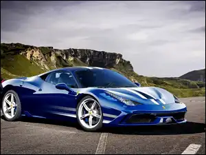 Droga, Skały, Italia, Ferrari 458, Góry
