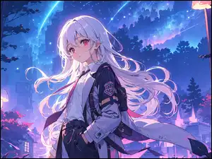 Anime, Dziewczyna, Włosy, Wiatr