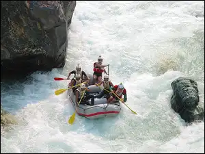 rzeka, ponton, spływ, Rafting, wiosła