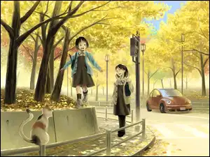 Anime, Dziewczyny, Kot