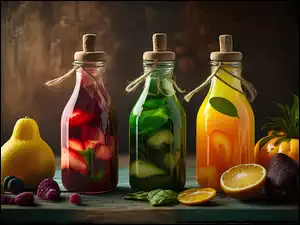 Butelki, Grafika, Owocowe, Soki, Gruszka