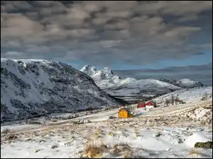 Zima, Góry, Domy, Norwegia
