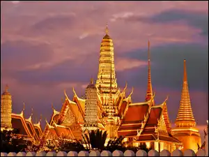 Świątynie, Bangkok, Miasto, Nocą