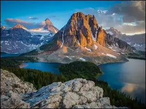 Skały, Kanada, Jezioro, Góry, Alberta