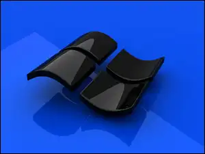 niebieskie tło, logo windows 8, czarne