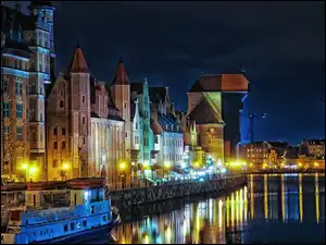 Polska, Miasto nocą, Gdańsk