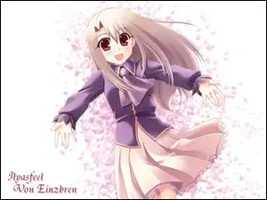 dziewczyna, oczy, płatki, Fate Stay Night, sukienka