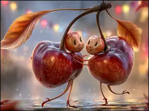 Grafika AI, Czereśnie, Listki, Taniec
